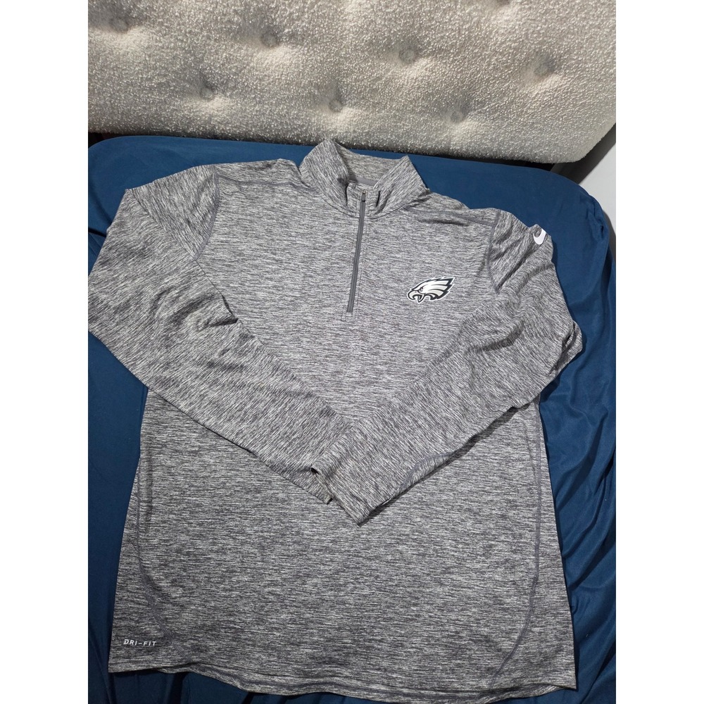 Nike NFL Philadelphia Eagles Dri-FIT Quarter Zip Pullover Grey Mens XL